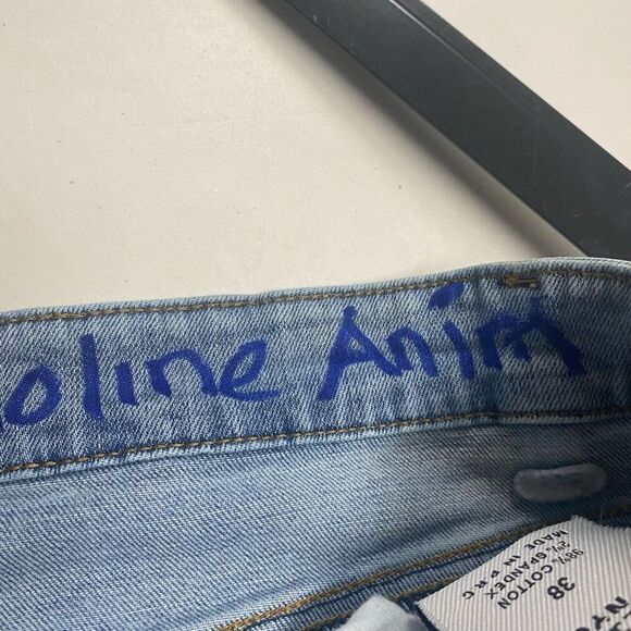 REELISTIK NYC Men’s Stacked Denim Distressed Jeans Size 38 Light Washed Blue - Picture 6 of 11